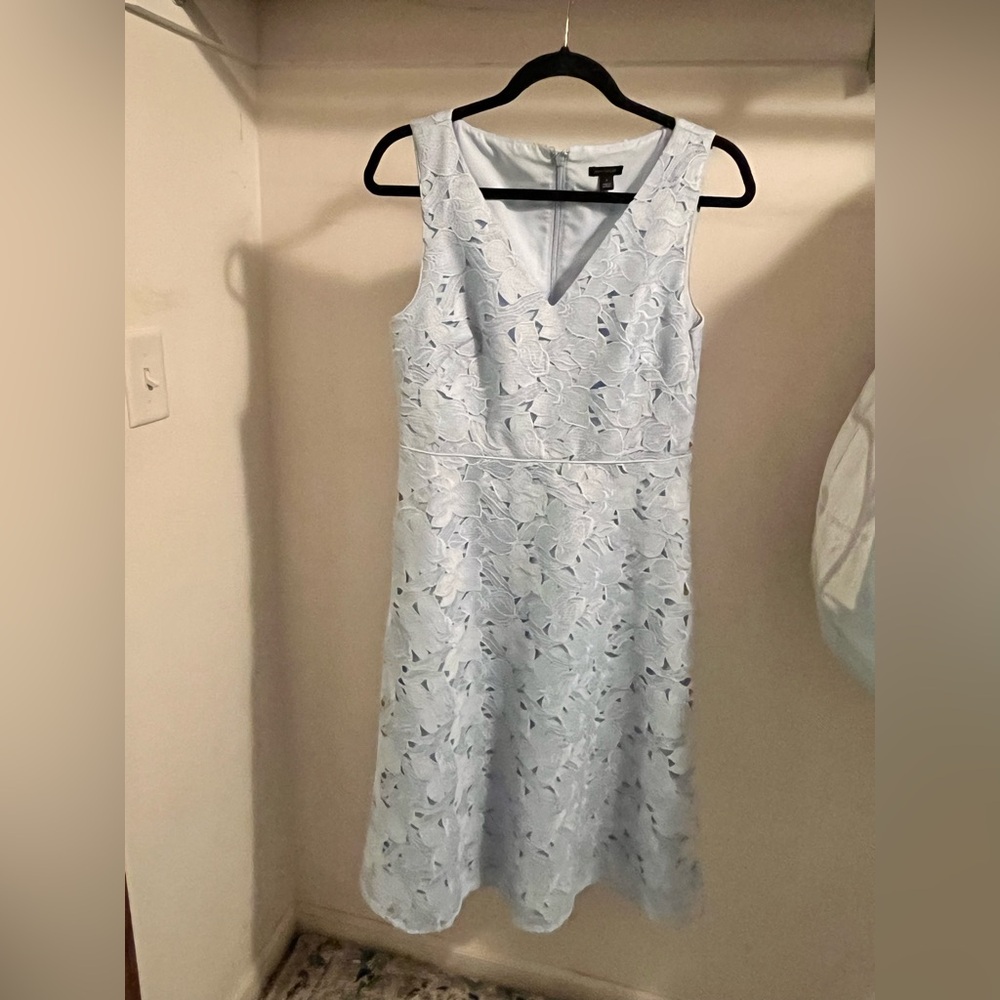 Ann Taylor Light Blue Floral Midi Dress